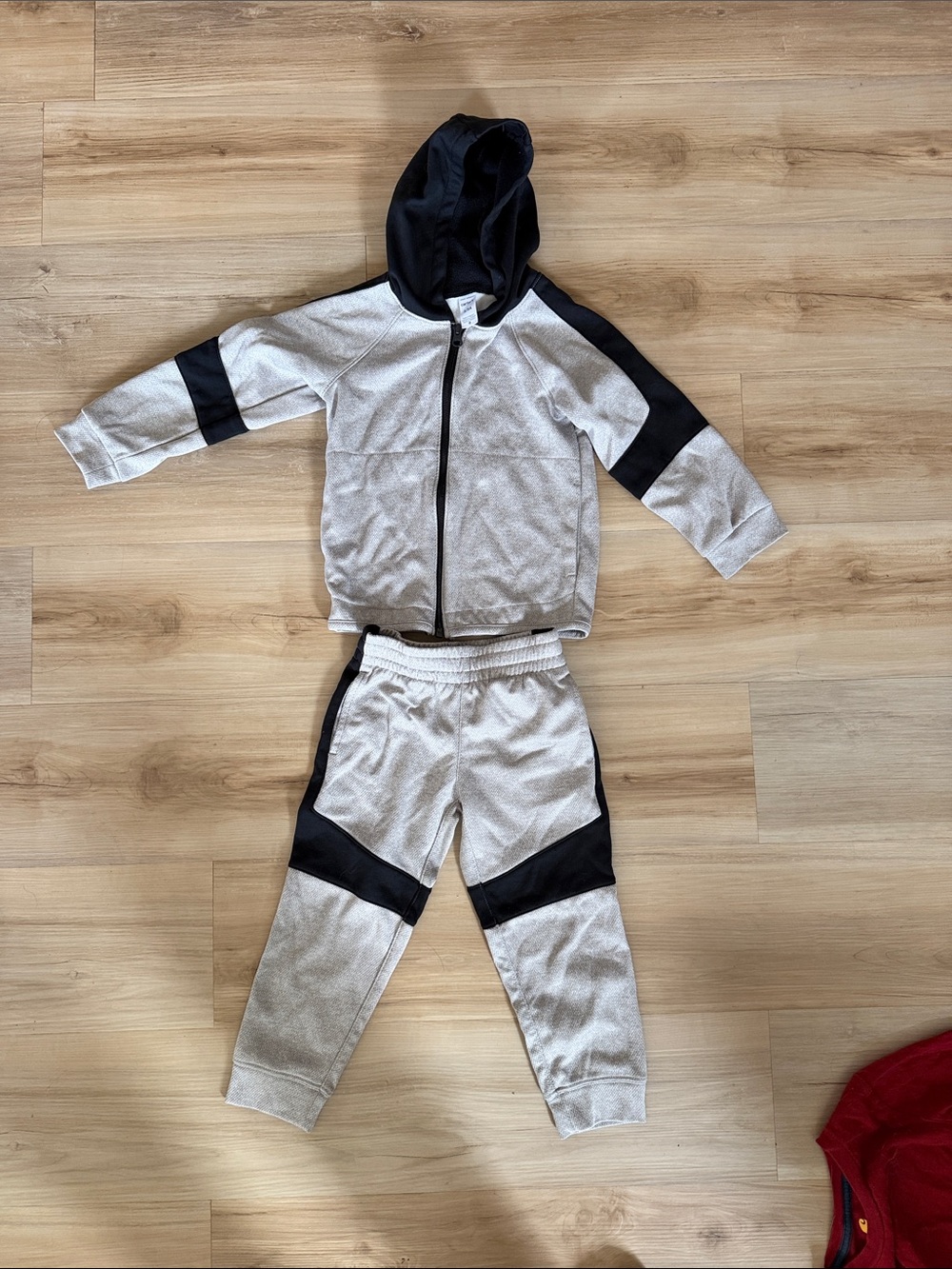Carter's Heather Gray and Black Hooded Jogger Set